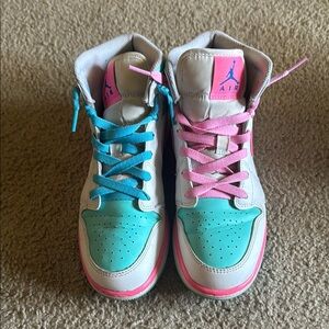 Nike Blue and Pink High-Top Sneakers